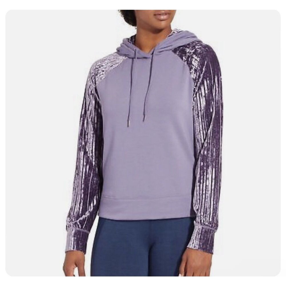 CALIA by Carrie Underwood Purple Velvet Sleeve Hoodie